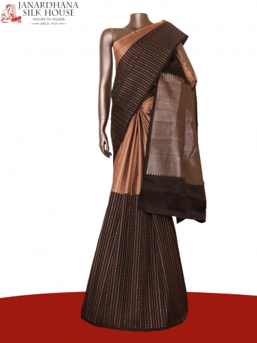 Half And Half Handloom Kanjeevaram Silk Saree